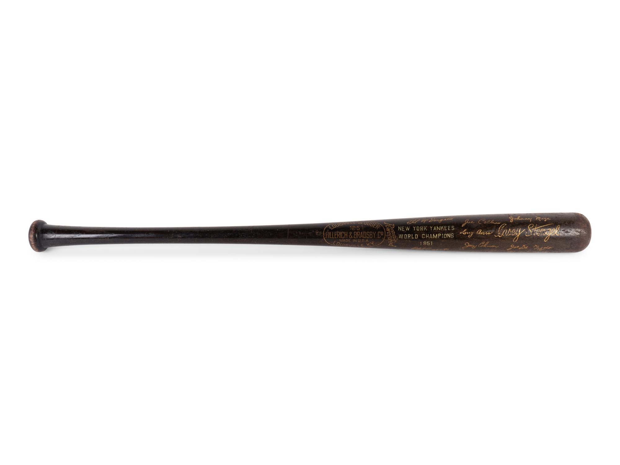 A 1951 New York Yankees World Series Champions Presentation Black Bat,