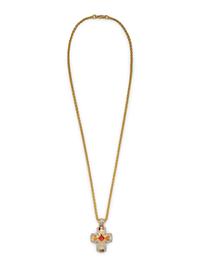 ASCH GROSSBARDT, DIAMOND AND HARDSTONE INLAY CROSS PENDANT/NECKLACE