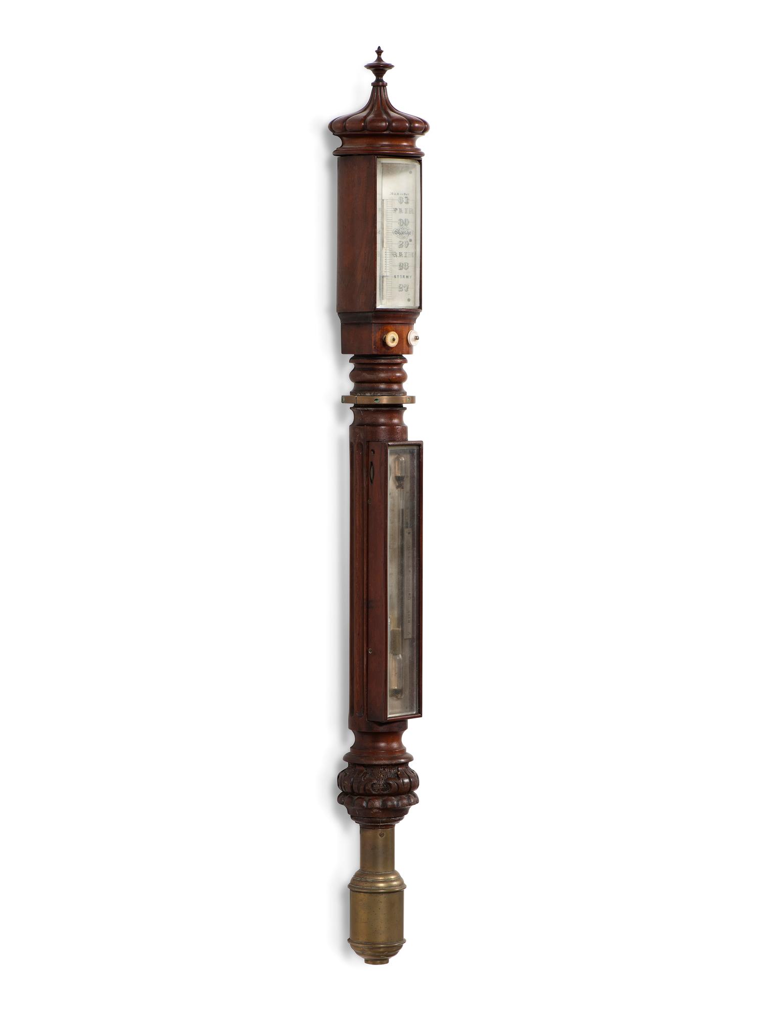 An English Mahogany Marine Stick Barometer with 'Improved Sympiesometer'