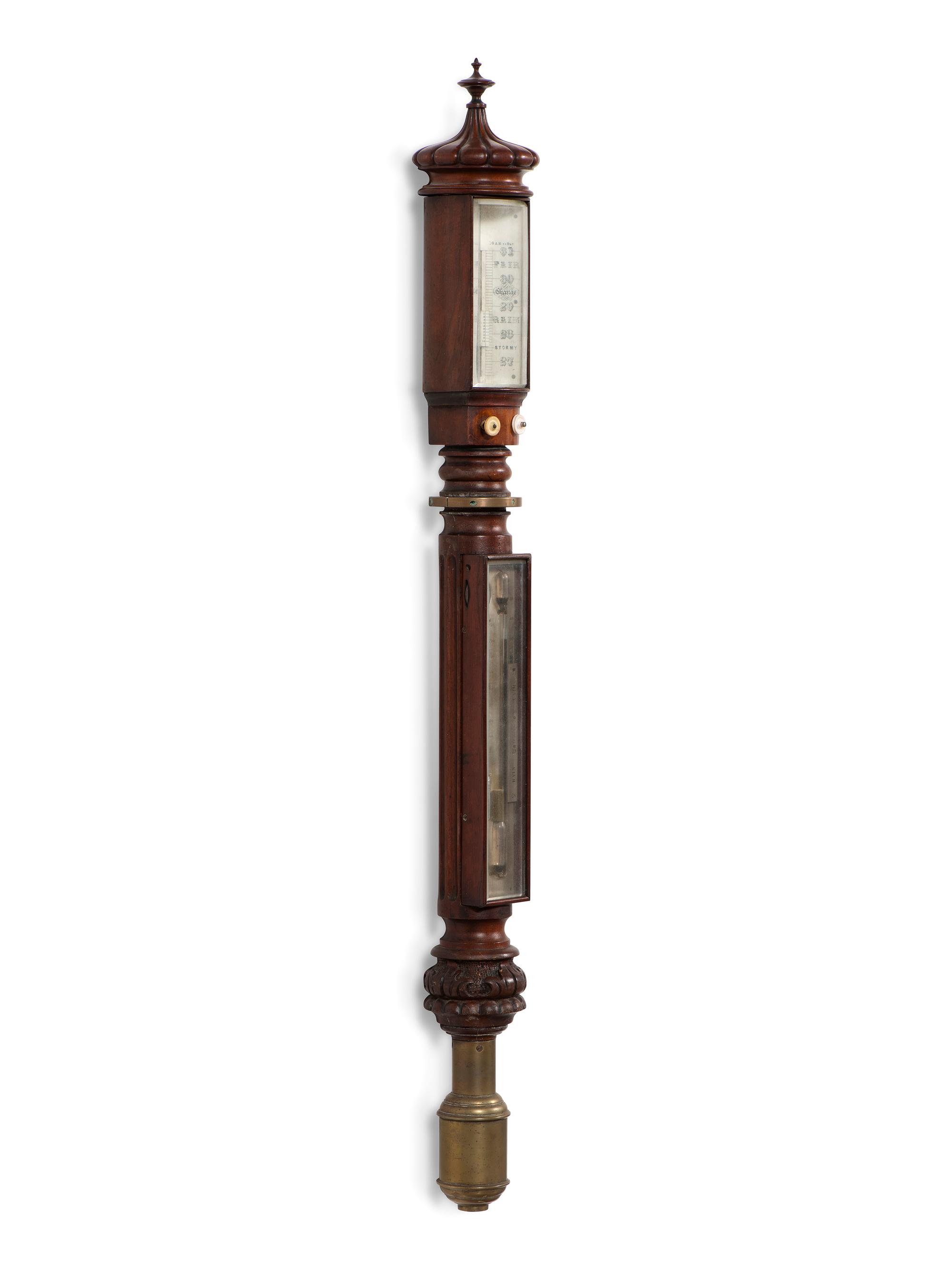An English Mahogany Marine Stick Barometer with 'Improved Sympiesometer'