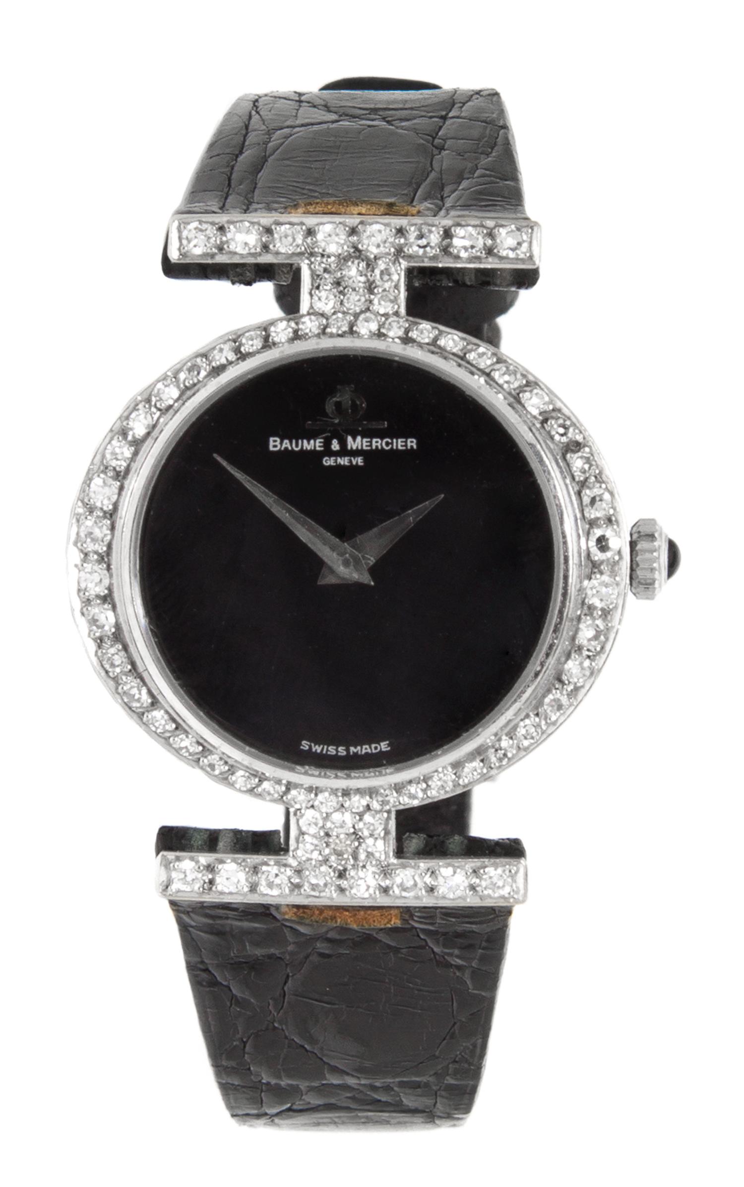 An 18 Karat White Gold and Diamond Wristwatch, Baume & Mercier,