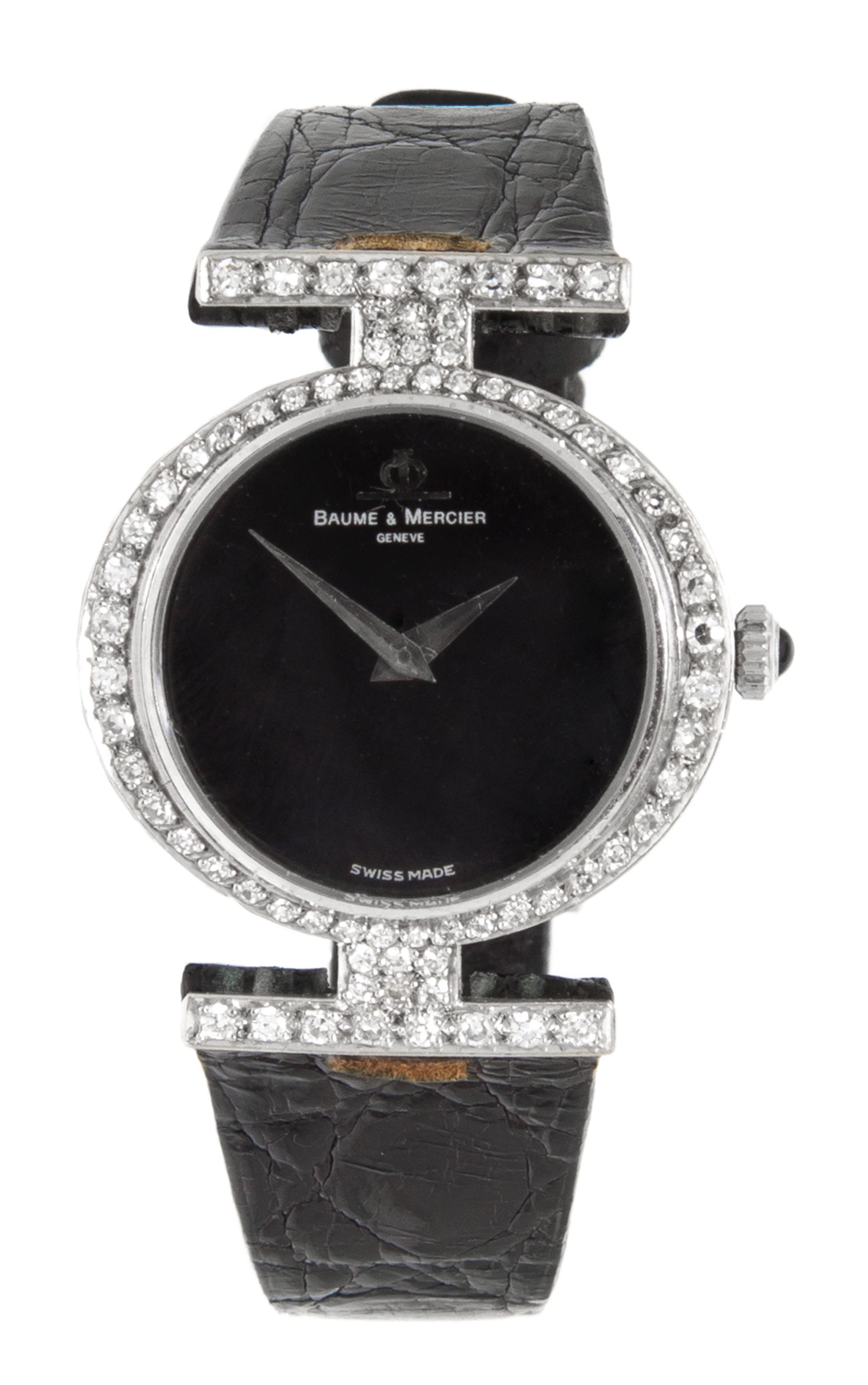 An 18 Karat White Gold and Diamond Wristwatch, Baume & Mercier,