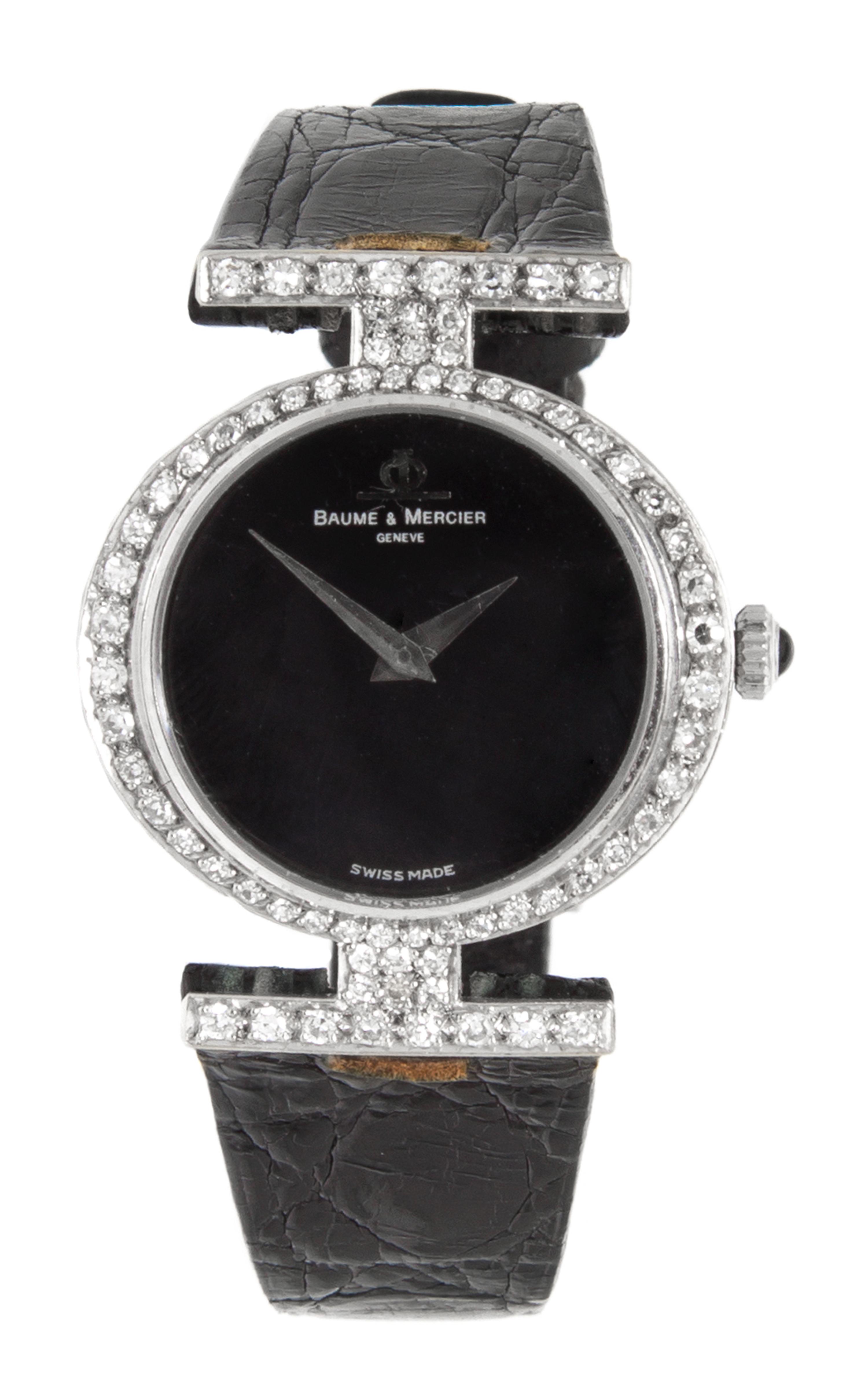 An 18 Karat White Gold and Diamond Wristwatch, Baume & Mercier,