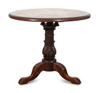A Mahogany Center Table with Inset Marble Top