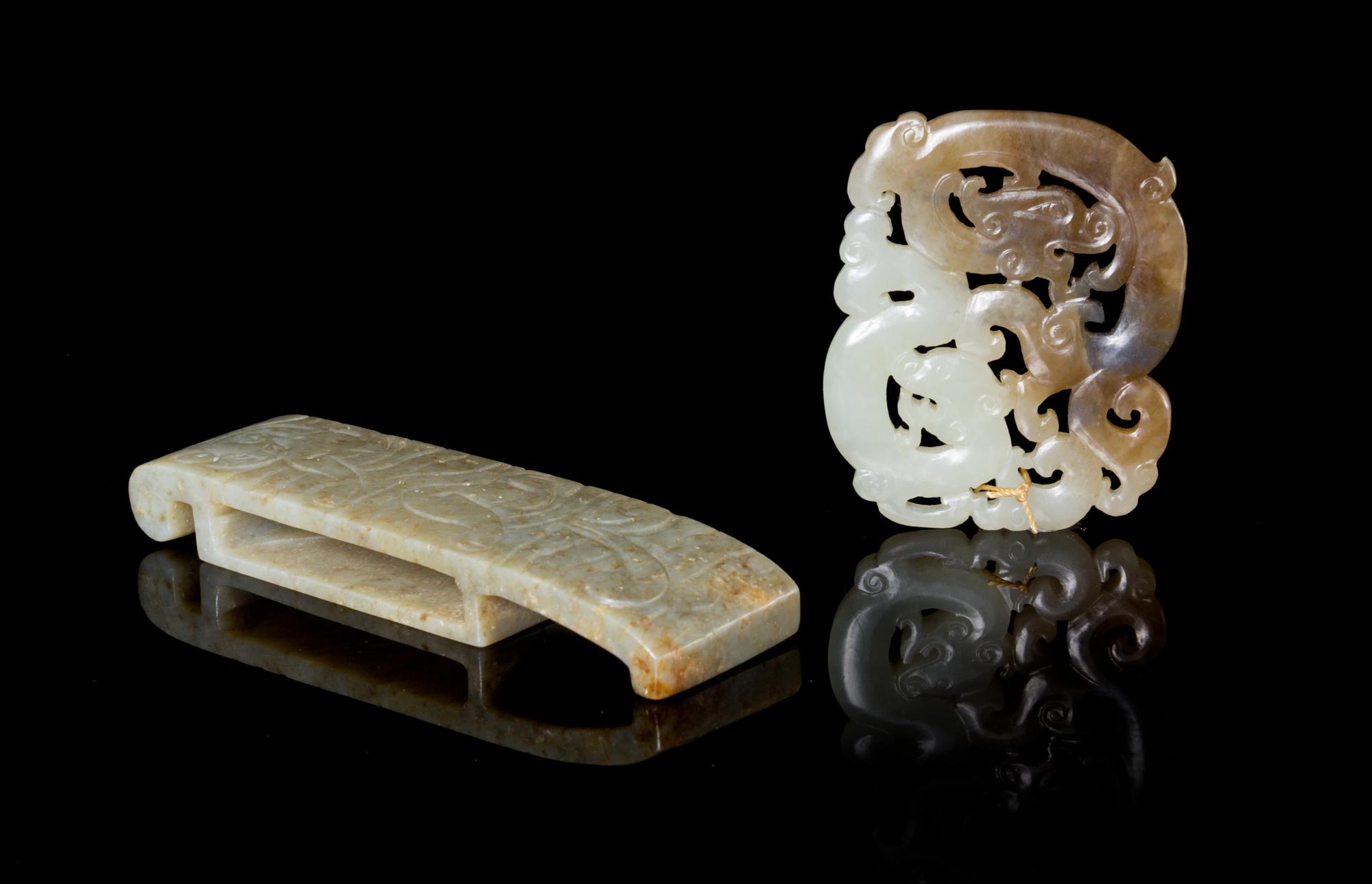 Two Jade Articles Length of larger 4 inches.