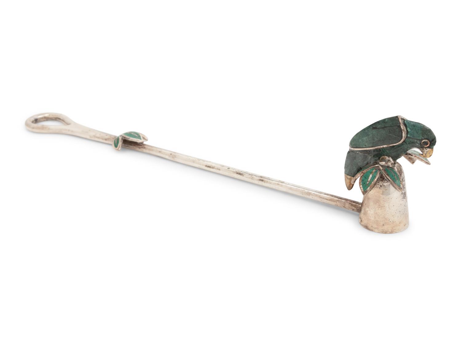 An Emilia Castillo Silver-Plate and Hardstone Figural Candle Snuffer