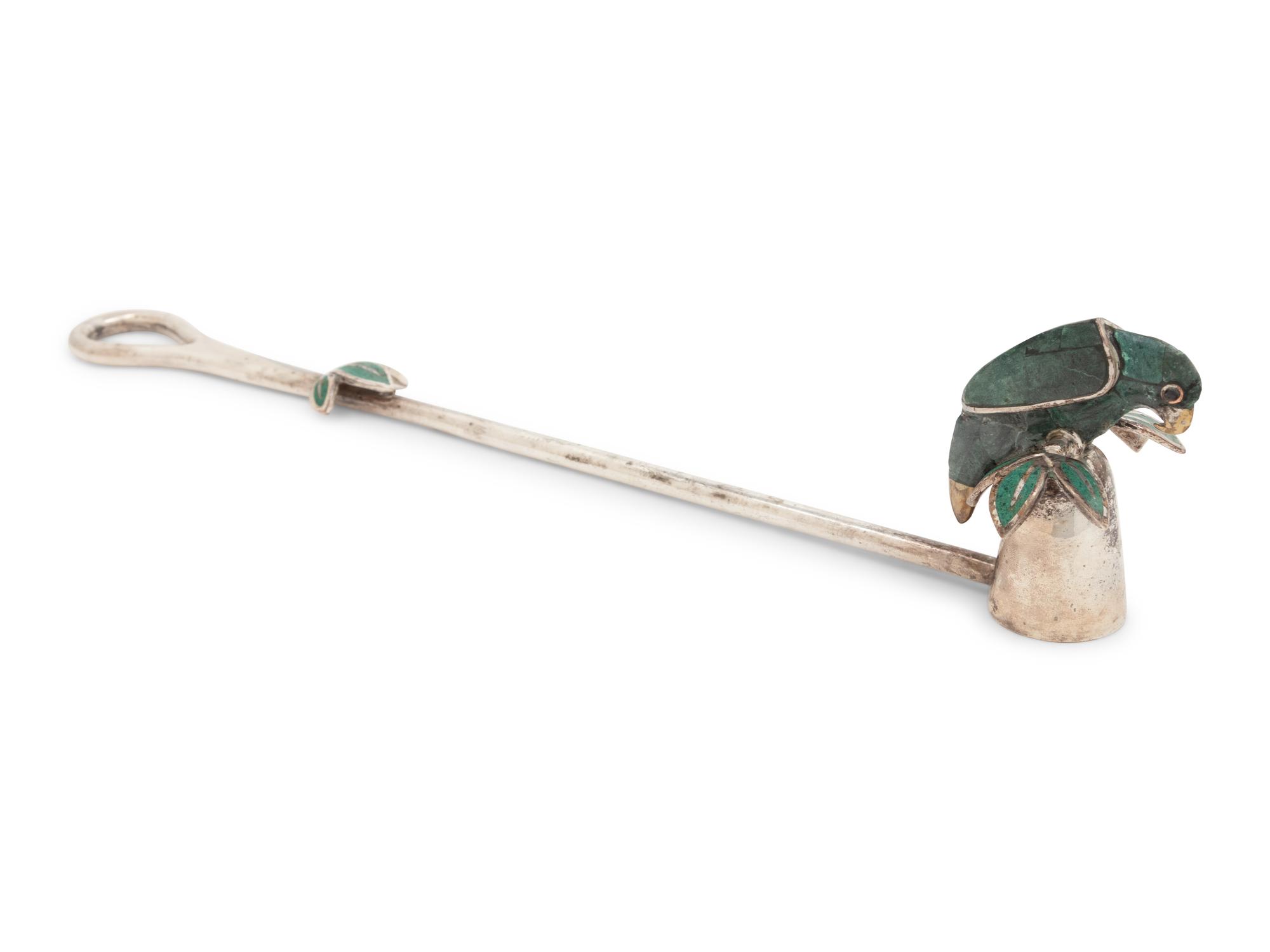 An Emilia Castillo Silver-Plate and Hardstone Figural Candle Snuffer