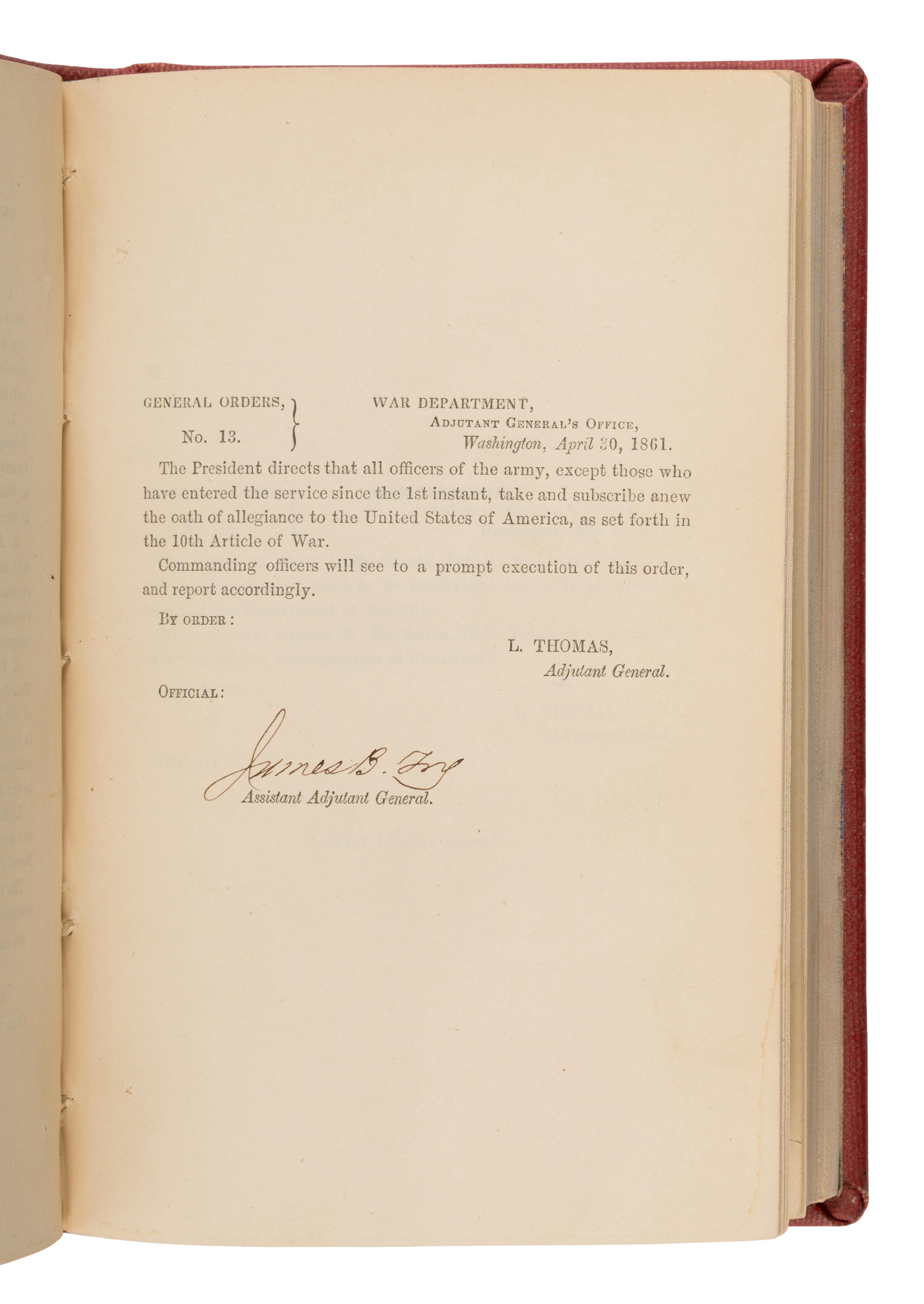 [Lincoln, Abraham (1809-1865), et al.]. A nearly complete run of over 1,000 General Orders from the War Department Adjutant General's Office during the Civil War years. Washington, D.C., [Government Printing Office], 1861-1865.
