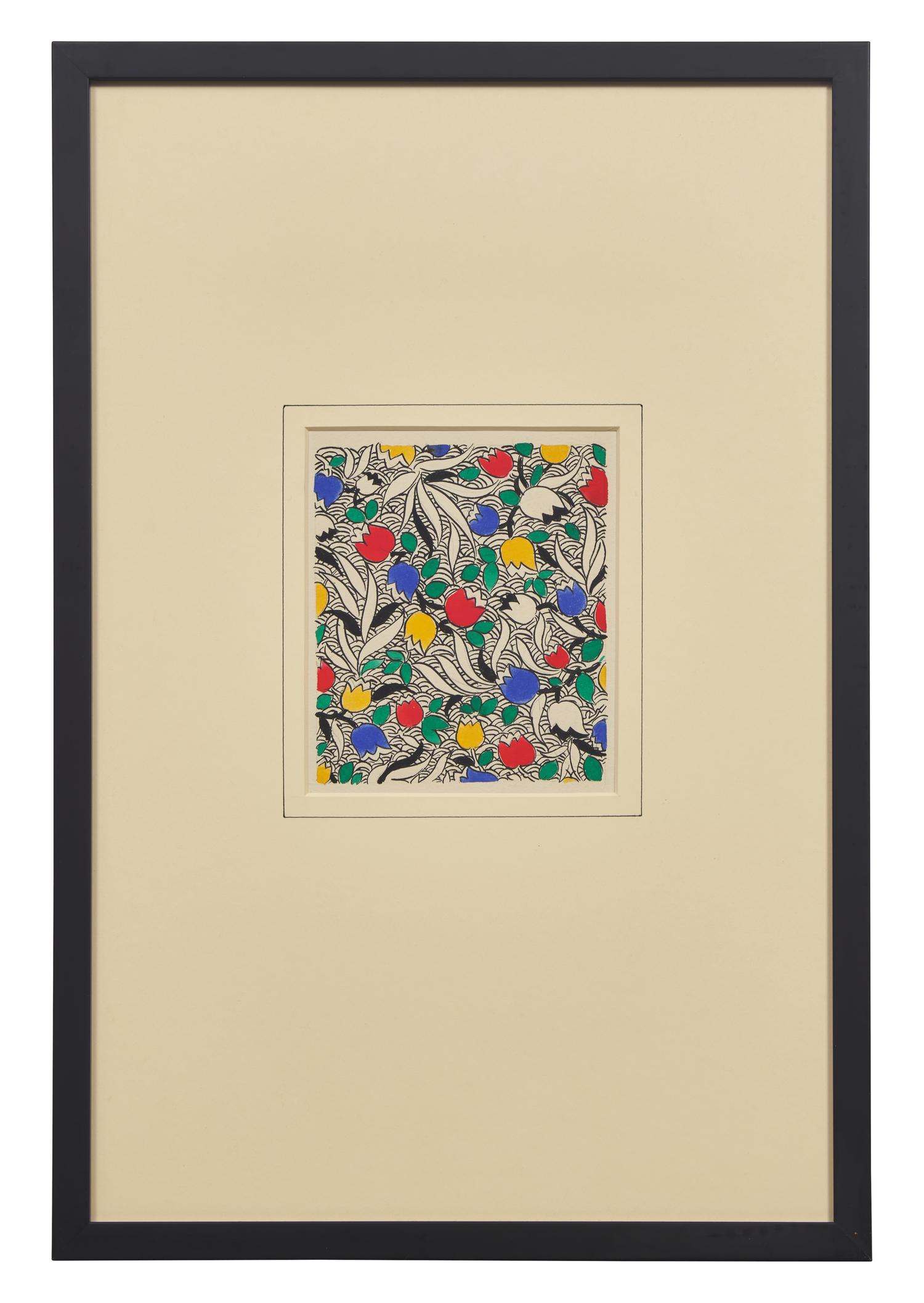 A Group of Three French Gouaches of Apparel Textile Designs By Louis Lang DONATED BY CORA GINSBURG, LLC.
