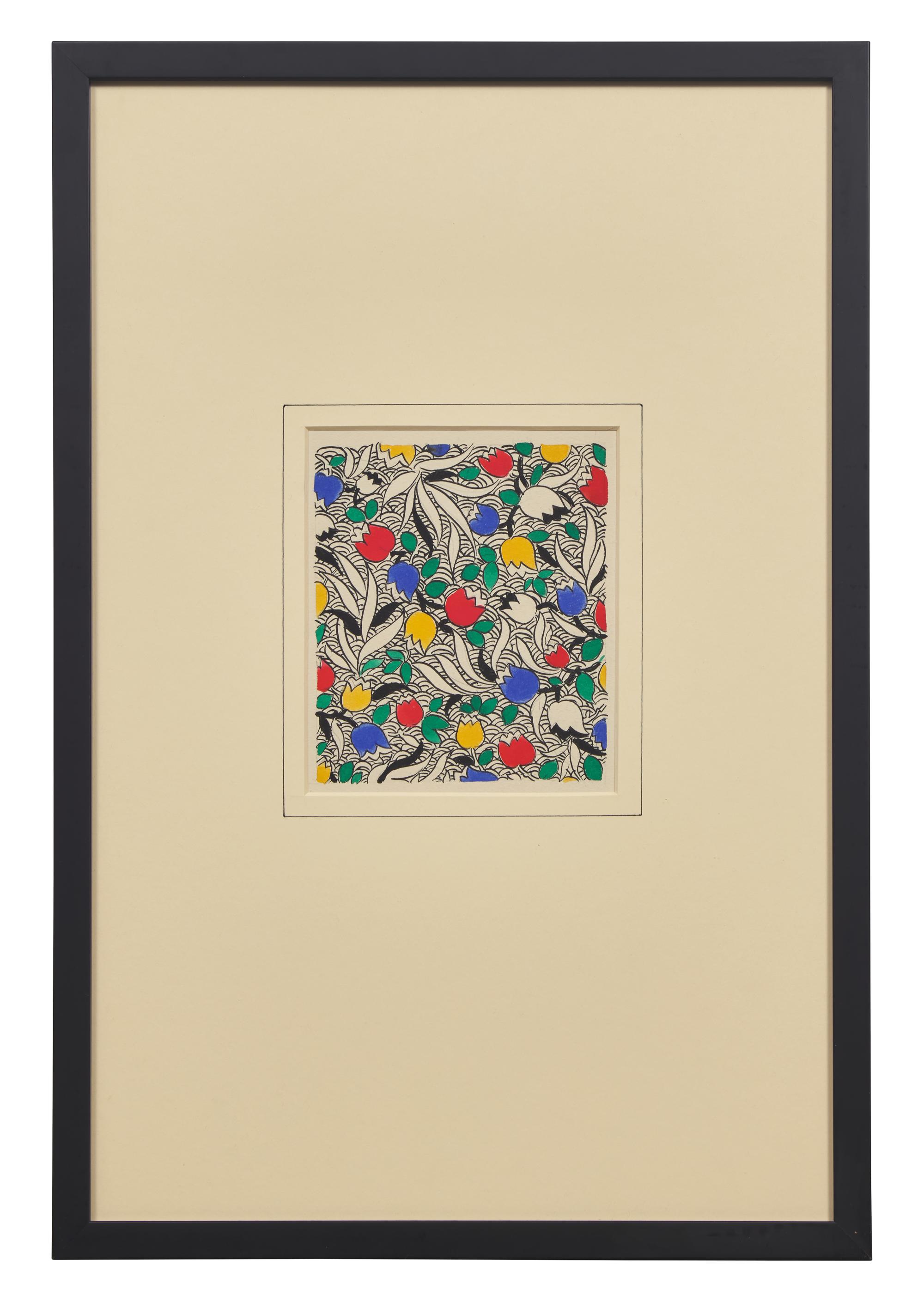 A Group of Three French Gouaches of Apparel Textile Designs By Louis Lang DONATED BY CORA GINSBURG, LLC.