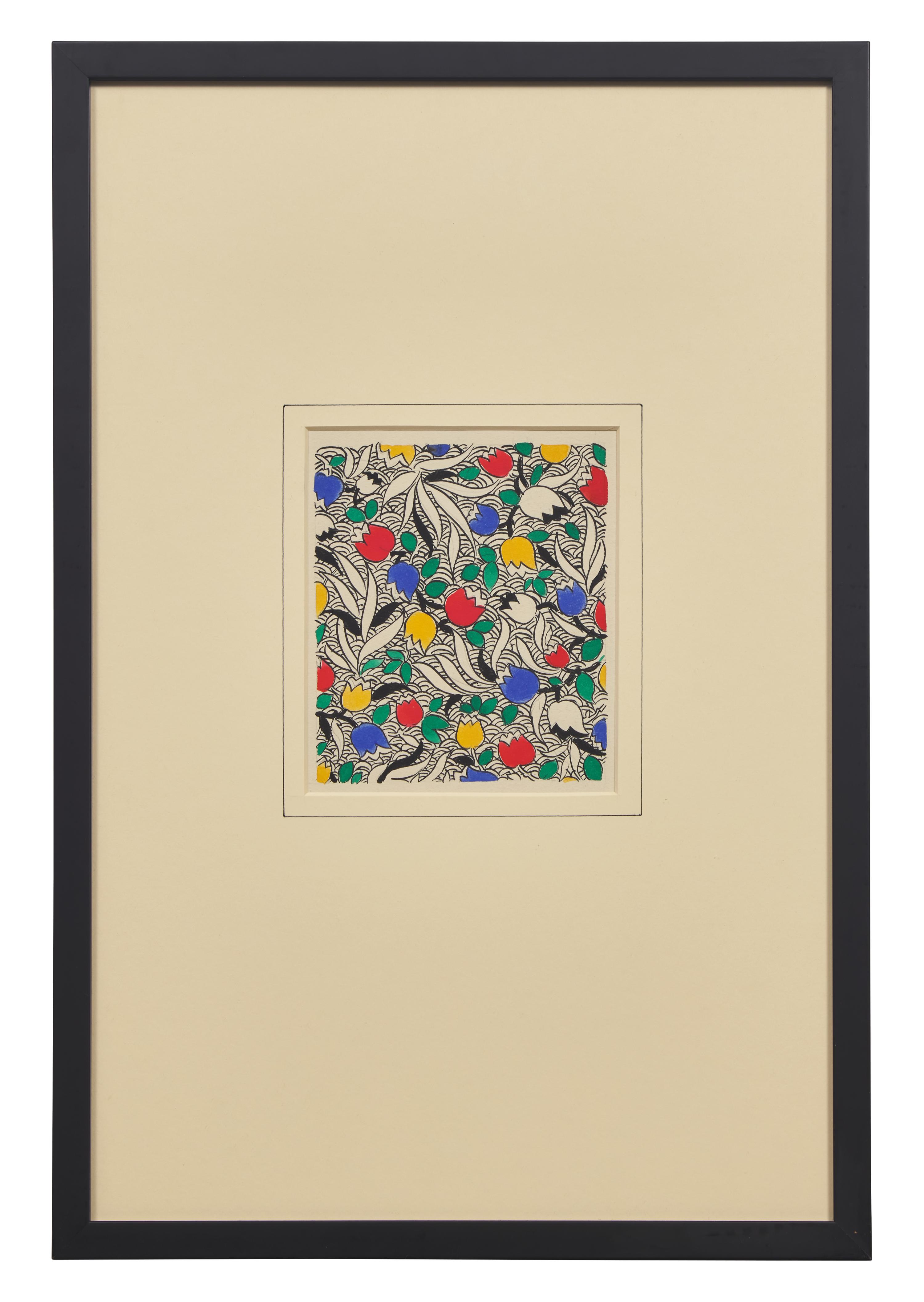 A Group of Three French Gouaches of Apparel Textile Designs By Louis Lang DONATED BY CORA GINSBURG, LLC.