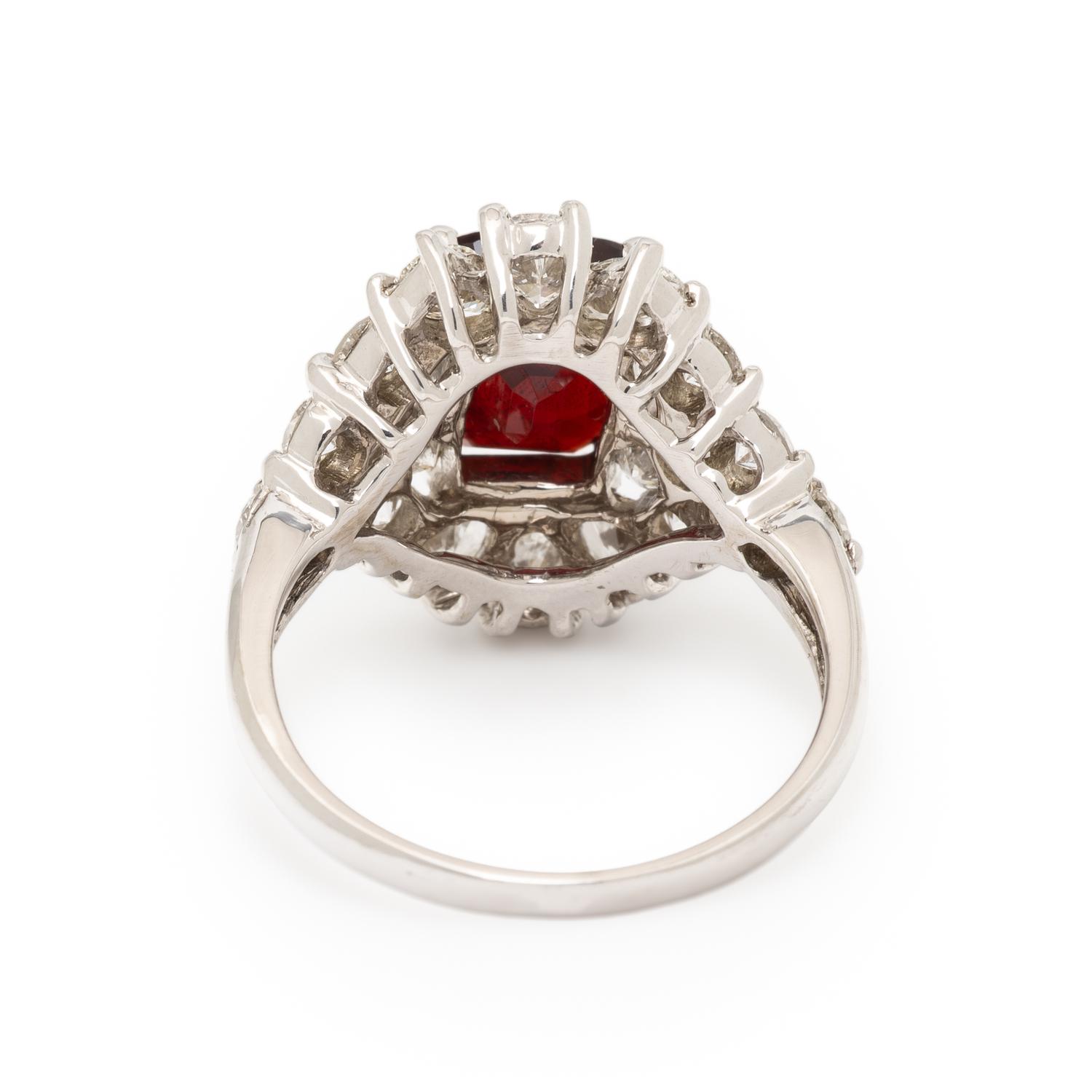 RED SPINEL AND DIAMOND RING