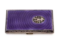 A Continental Silver and Guilloche Enamel "Egyptian" Cigarette Case