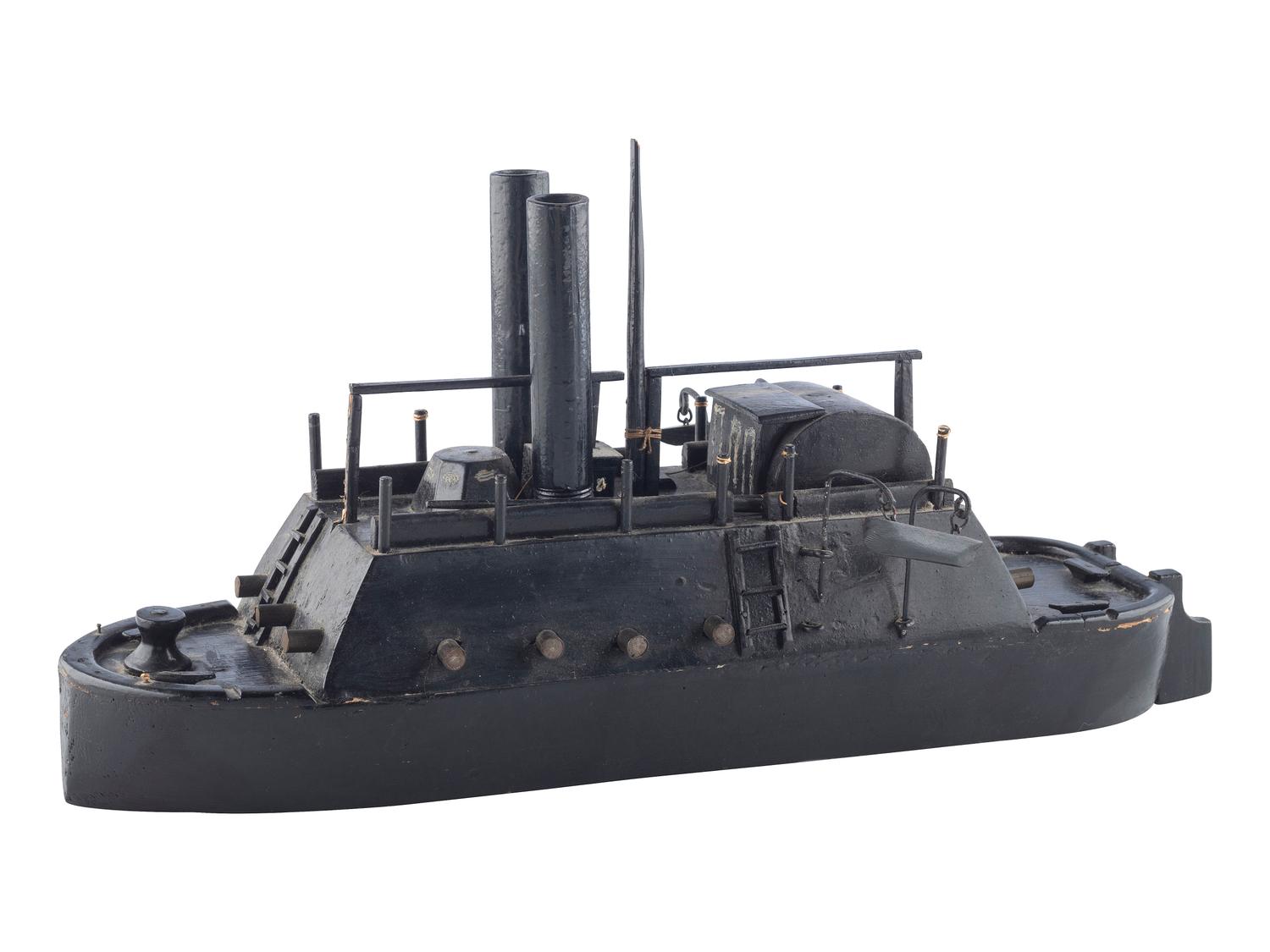 [CIVIL WAR]. A late 19th-century ebonized model of a Mississippi Squadron gunboat.