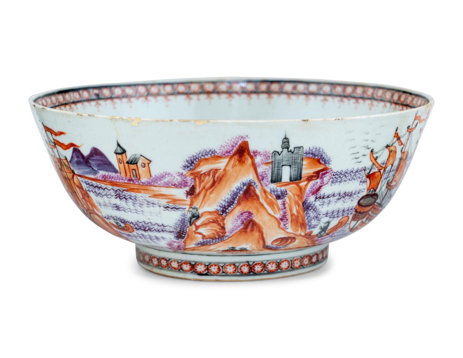 Three Chinese Export Famille Rose Porcelain Bowls