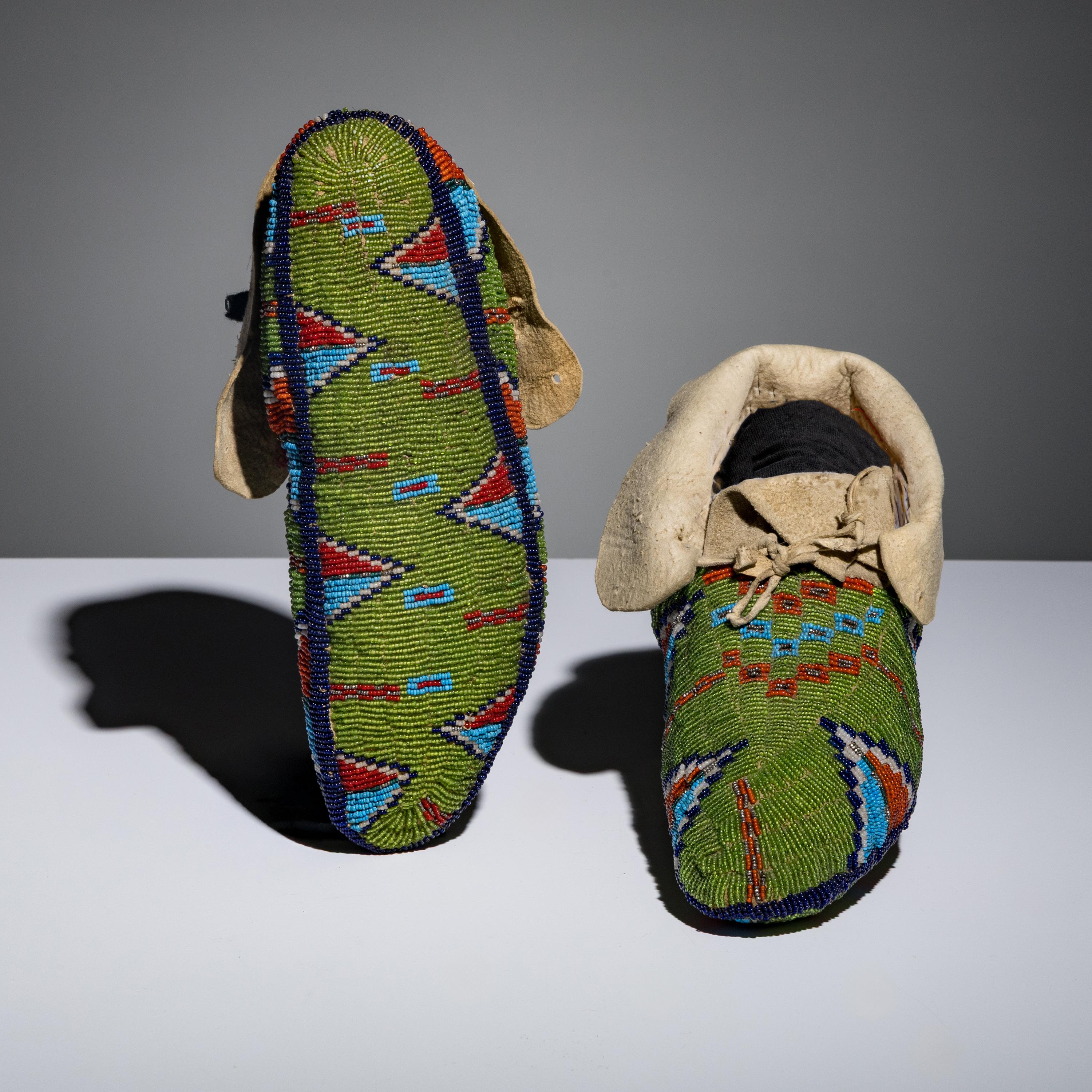 Sioux Fully Beaded Hide Moccasins