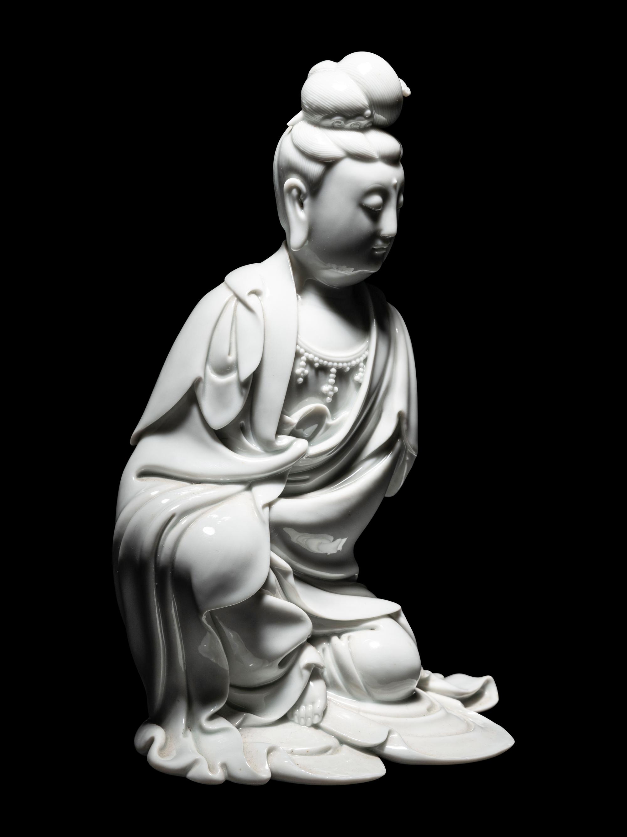 A Blanc-de-Chine Porcelain Figure of Guanyin