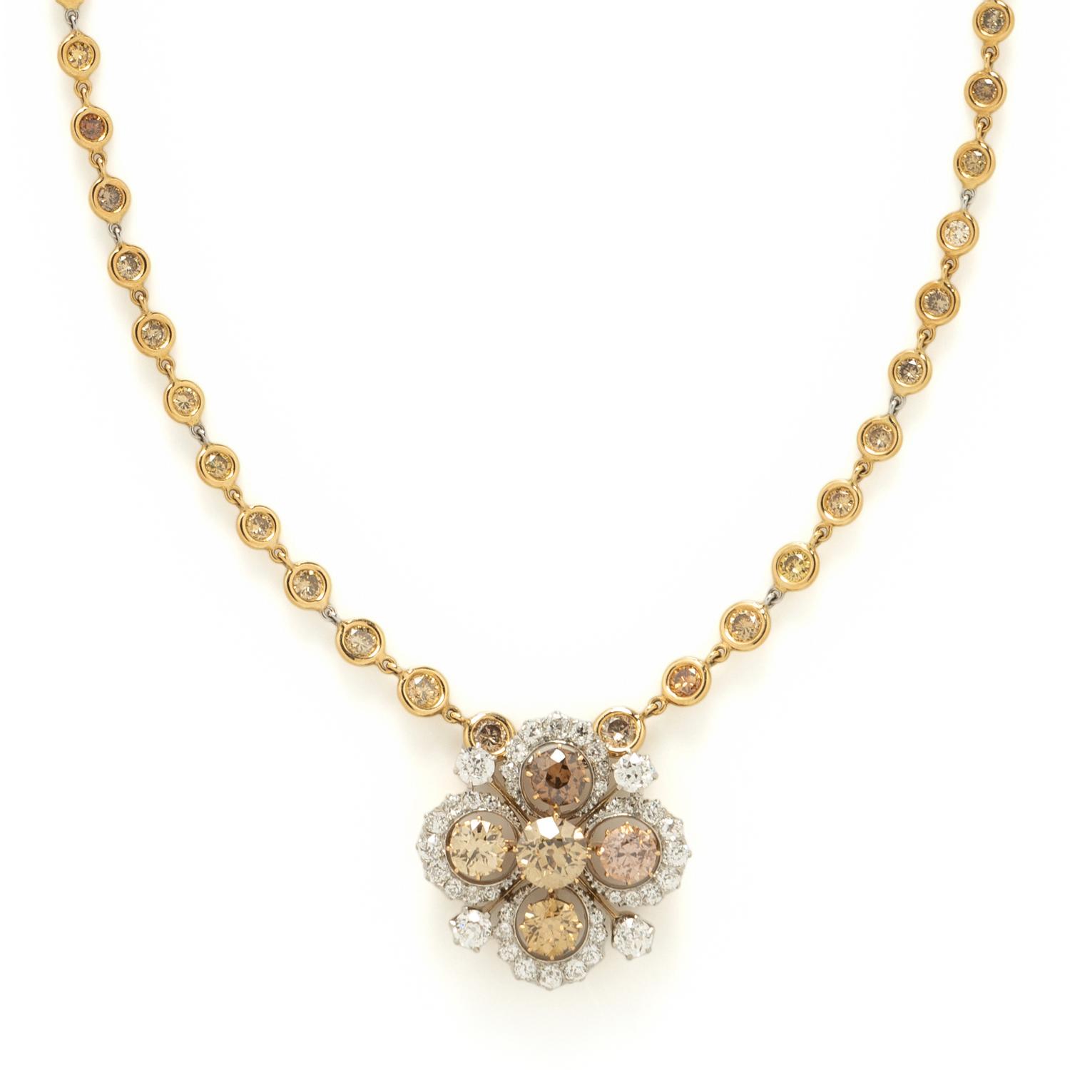 T. B. STARR, COLORED DIAMOND AND DIAMOND NECKLACE