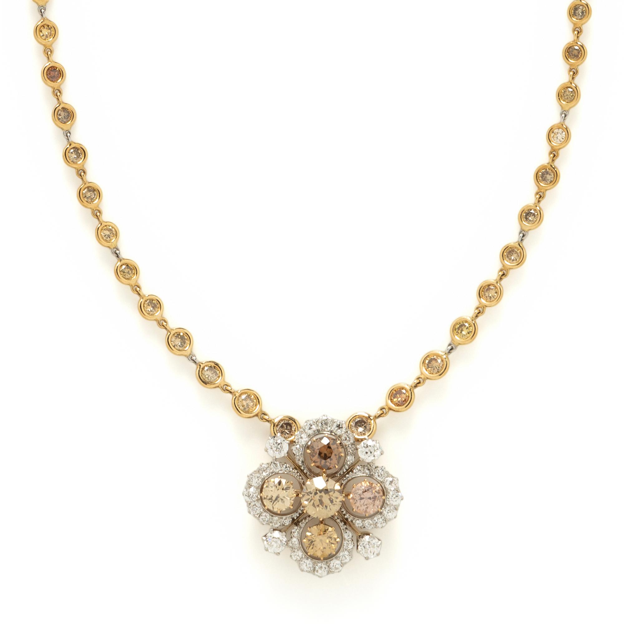 T. B. STARR, COLORED DIAMOND AND DIAMOND NECKLACE