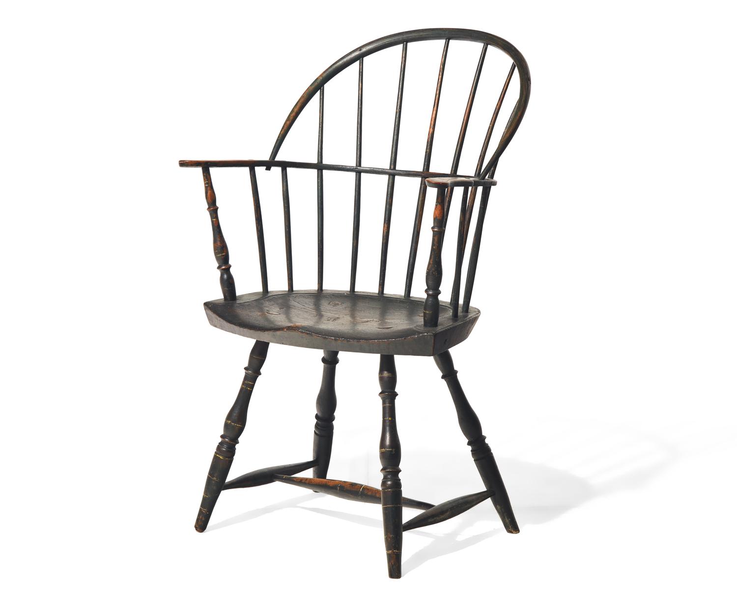 A Green Painted Sack-Back Windsor Armchair, New England, Circa 1800