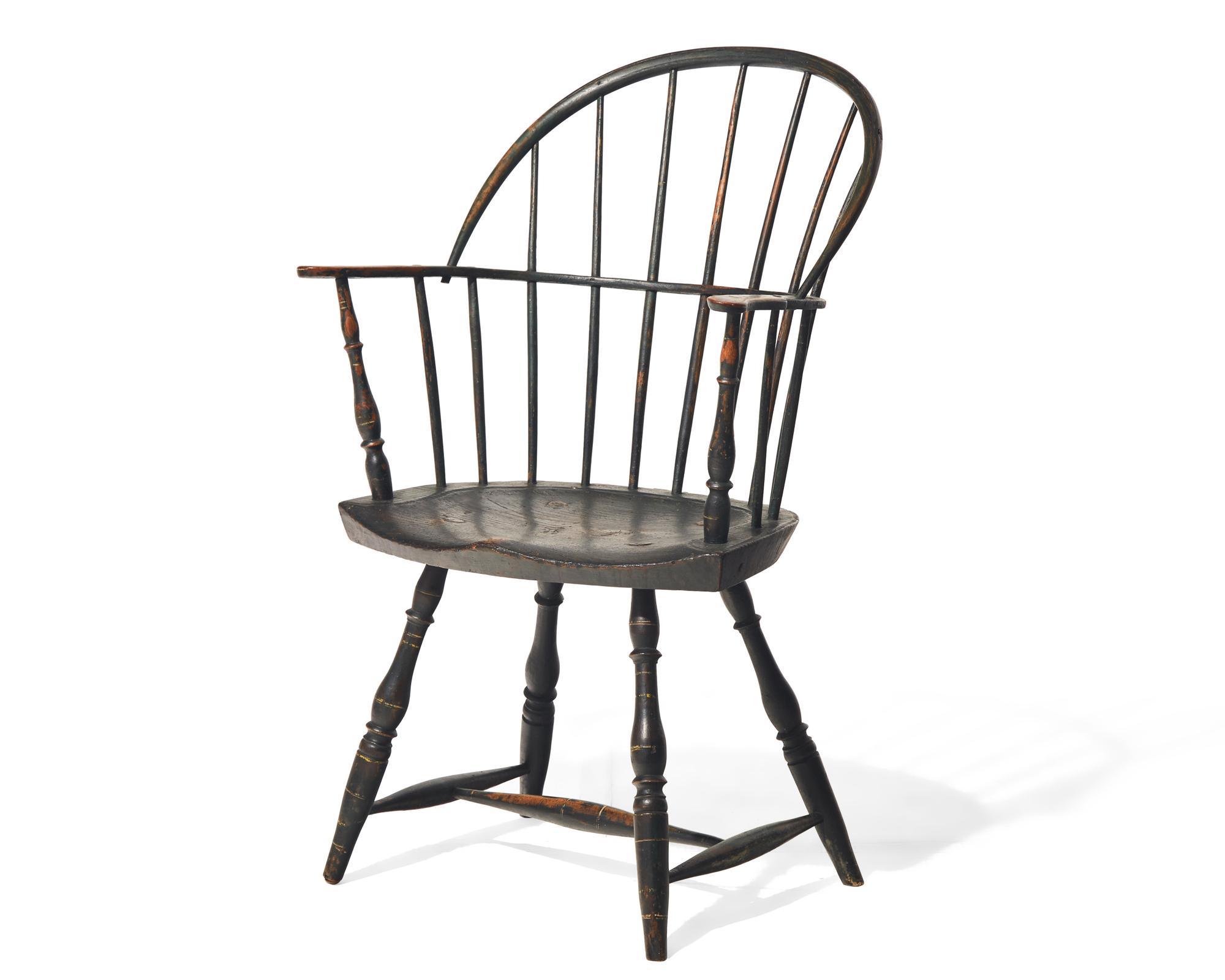 A Green Painted Sack-Back Windsor Armchair, New England, Circa 1800