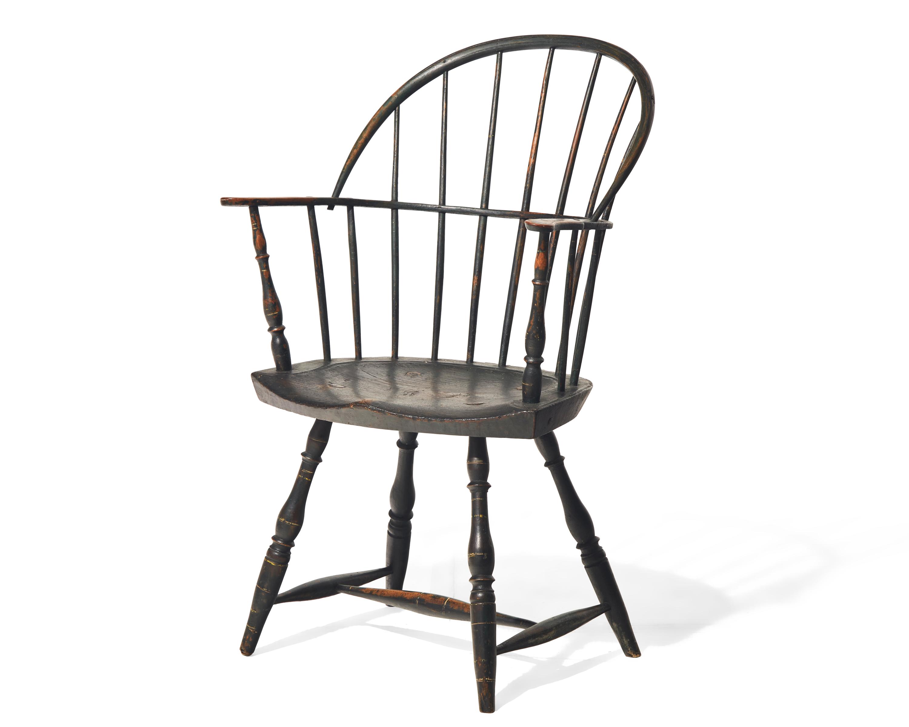 A Green Painted Sack-Back Windsor Armchair, New England, Circa 1800