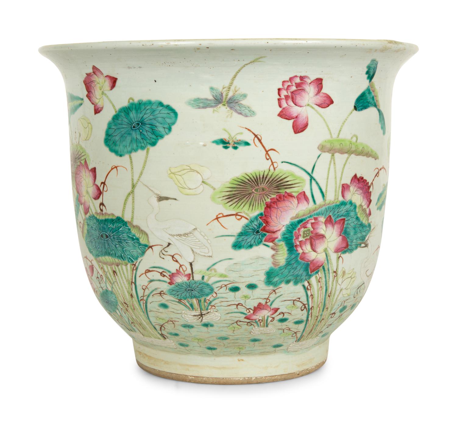 A Chinese Export Enameled Porcelain Jardiniere — 20TH CENTURY