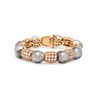 CULTURED TAHITIAN PEARL AND DIAMOND BRACELET