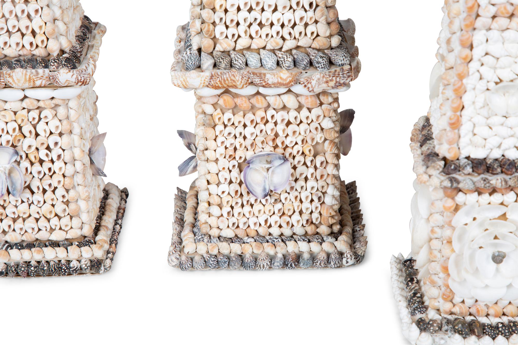 Two Pairs of Shell Encrusted Obelisks — 20TH CENTURY