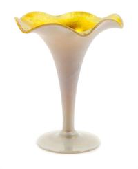 A Steuben Trumpet Vase, American, Early 20th Century, Trumpet Vase with Gold Aurene on Calcite