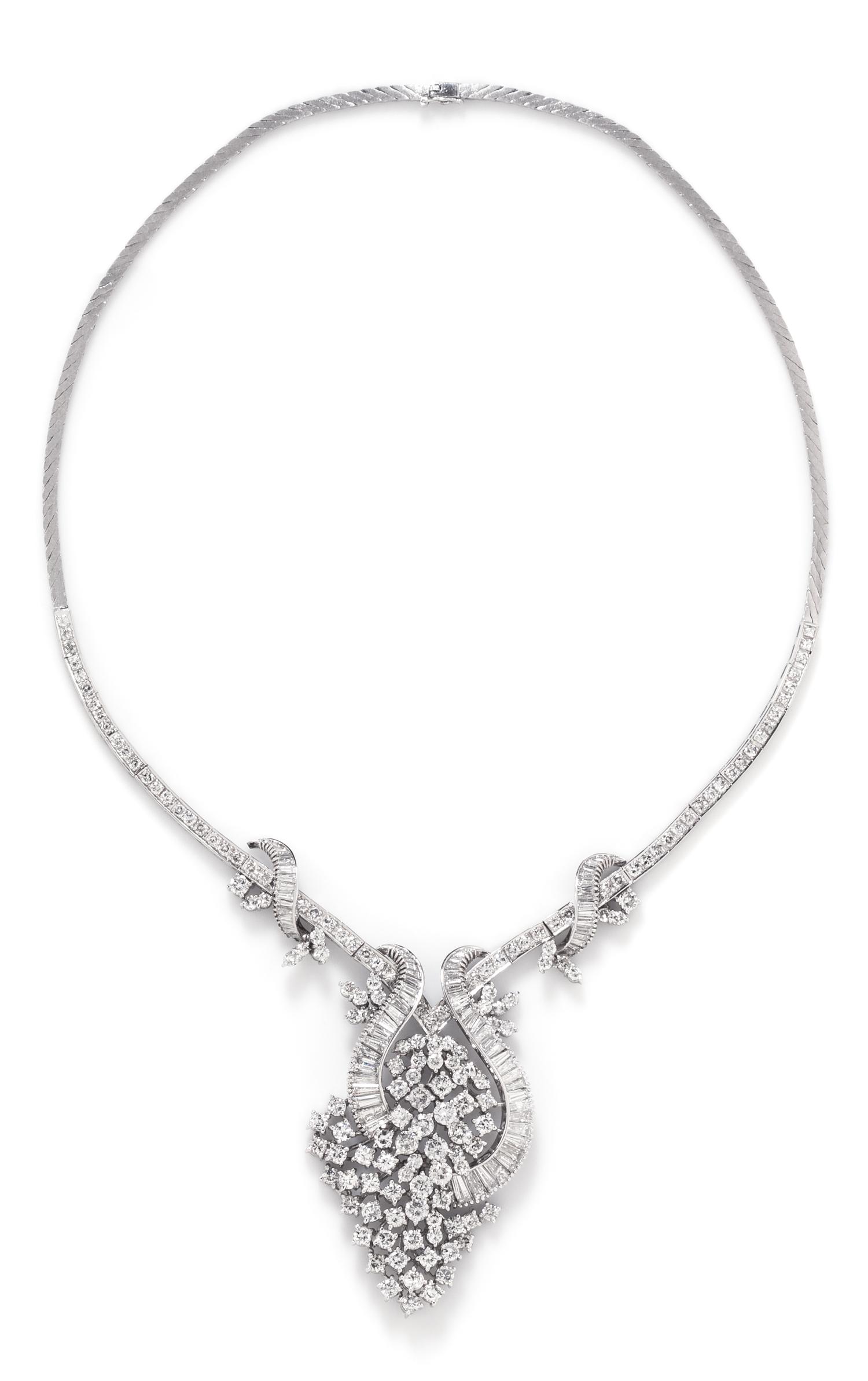 A White Gold and Diamond Necklace, 41.10 dwts.