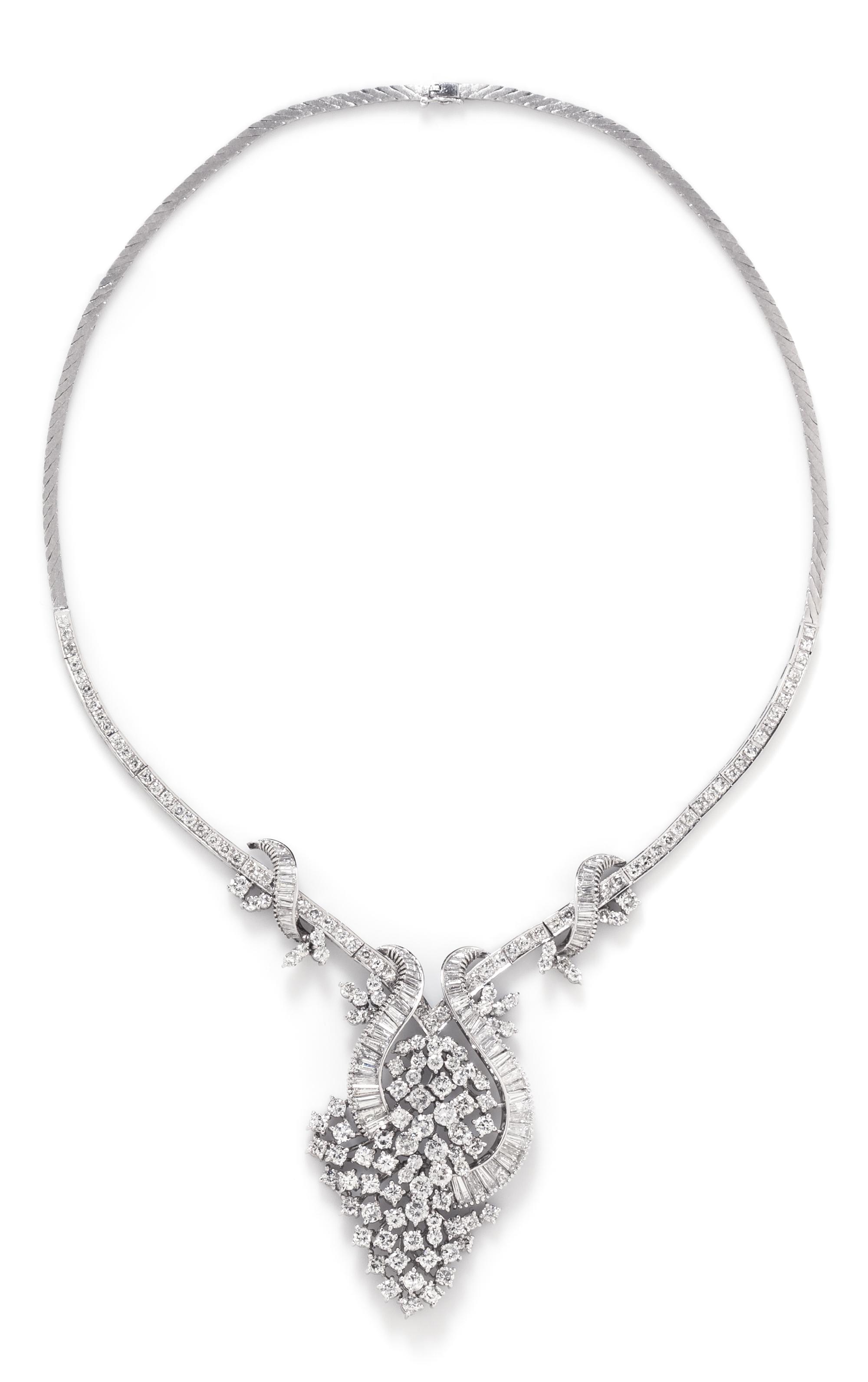 A White Gold and Diamond Necklace, 41.10 dwts.