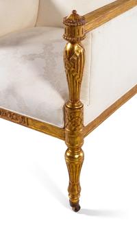Two Louis XVI Style Carved Giltwood Bergères