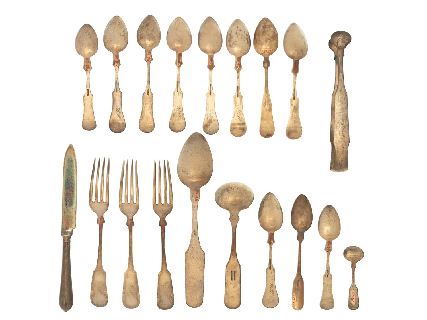 A Group of American Coin Silver Flatware Articles