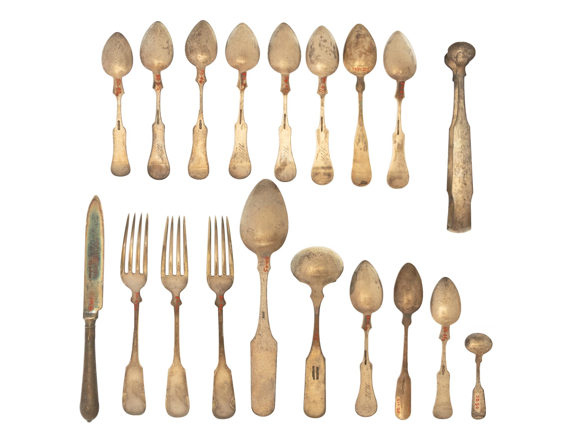 A Group of American Coin Silver Flatware Articles