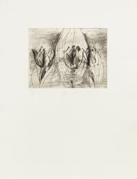 Jim Dine, (American, b. 1935), Self-portrait in a ski hat (Obliterated by tulips), 1974