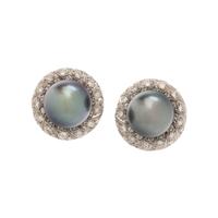 TAHITIAN CULTURED PEARL AND DIAMOND CLIP EARRINGS