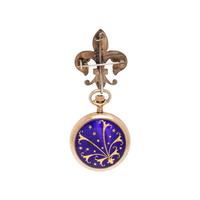 GOLD-FILLED AND ENAMEL OPEN FACE LAPEL WATCH