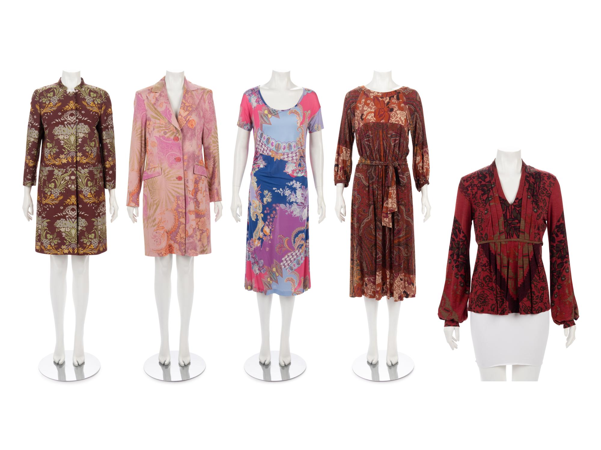 Five Etro Pieces: Two Jackets, Two Knit Dresses, One Knit Top