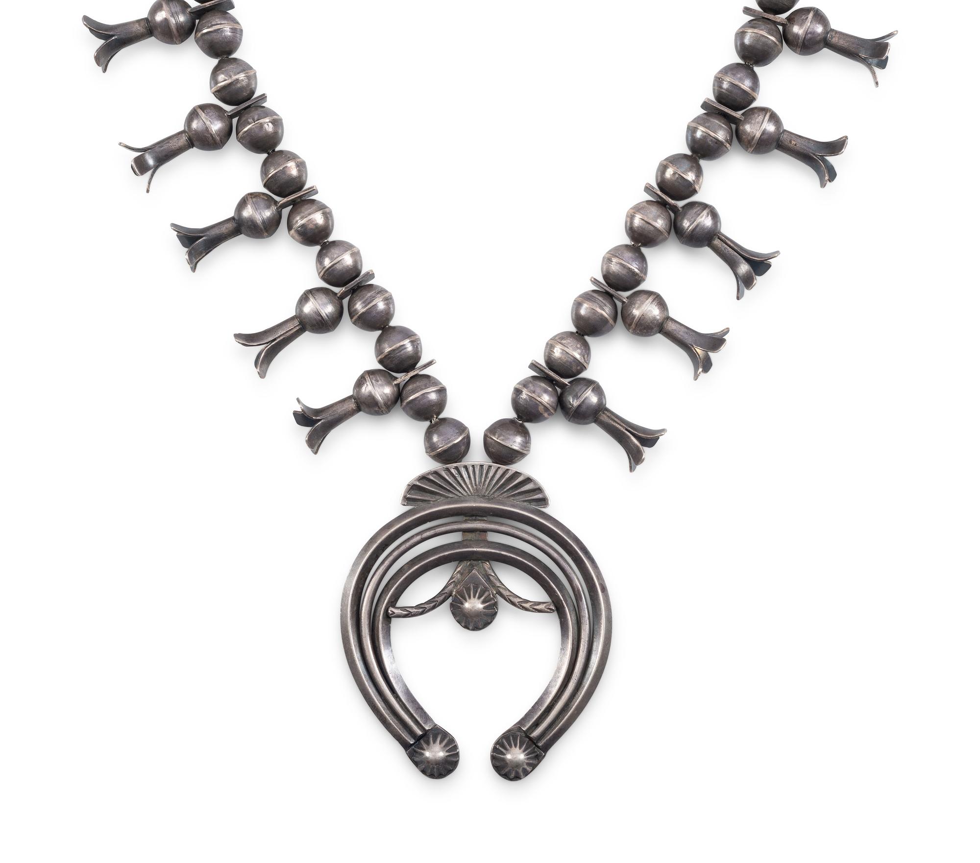 Navajo Silver Squash Blossom Necklace