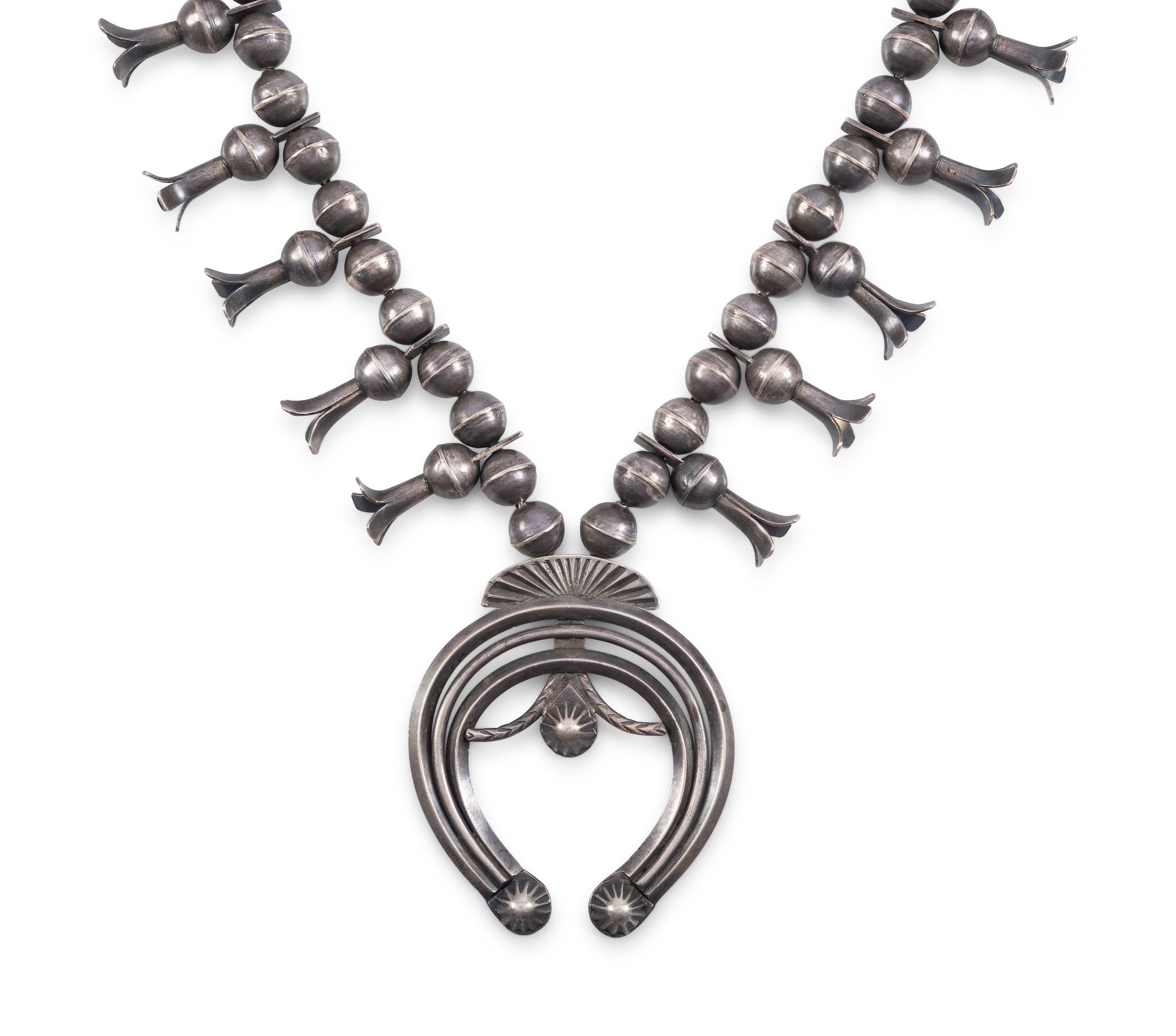 Navajo Silver Squash Blossom Necklace