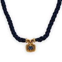 Bulgari, French, Yellow Gold, Sapphire, Diamond, and Silk Cord Necklace