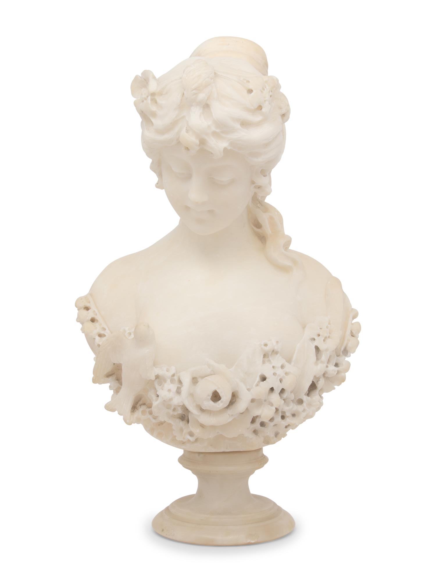 A Continental Carved Marble Bust