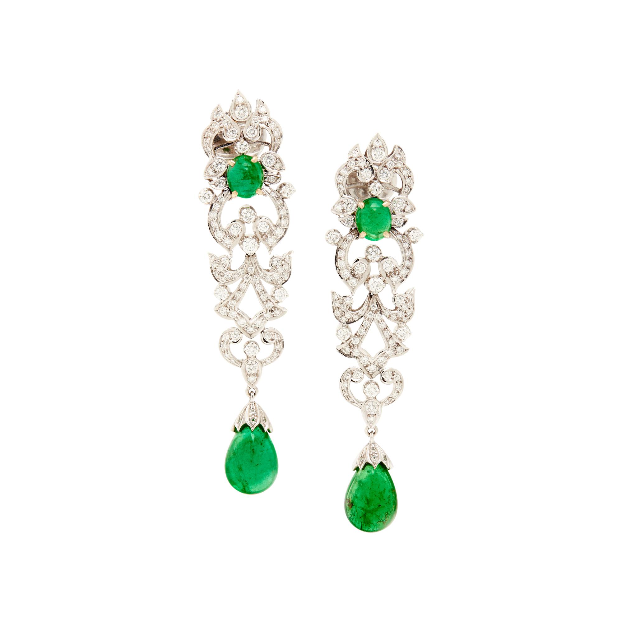 EMERALD AND DIAMOND EARRINGS