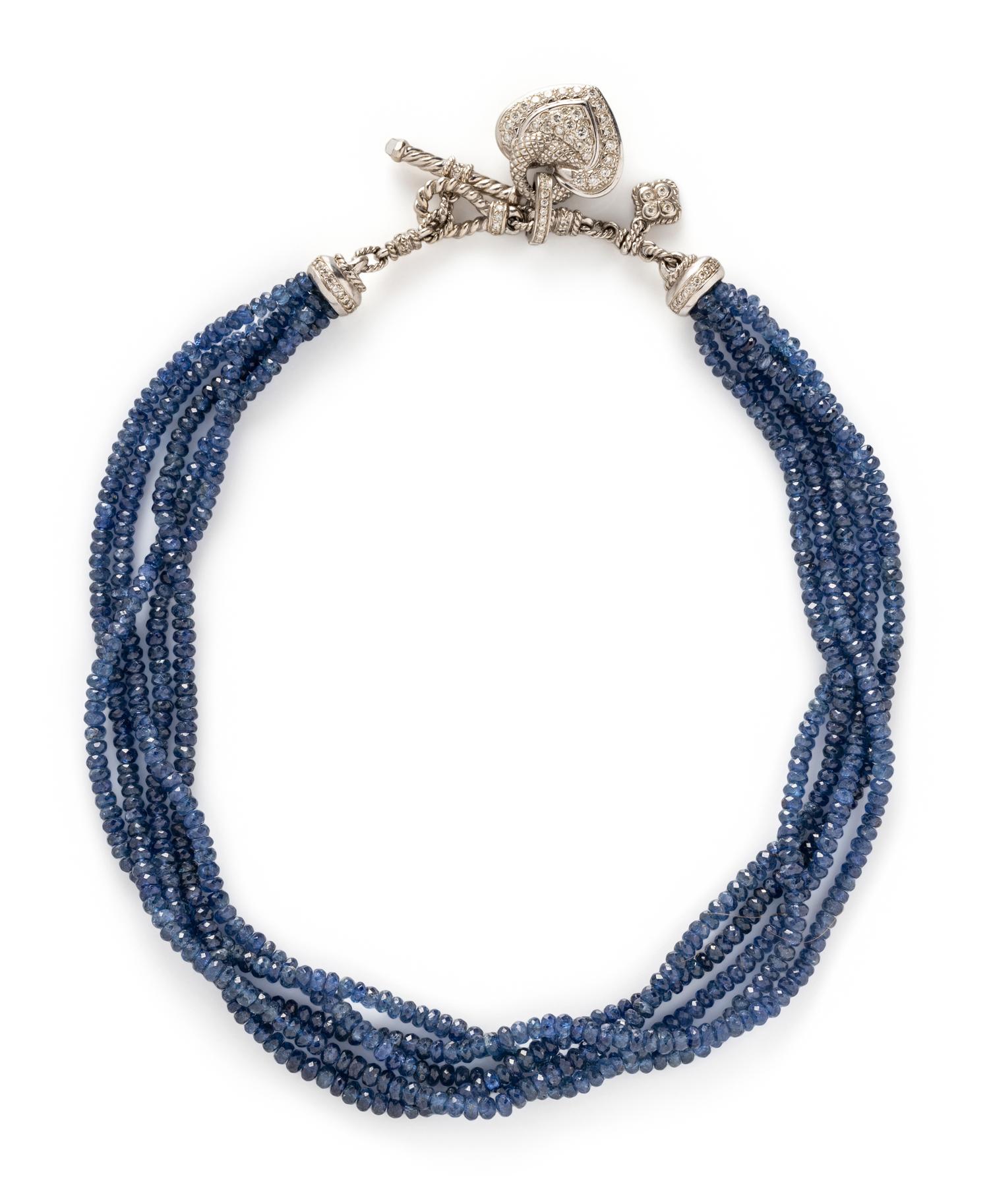 JUDITH RIPKA, WHITE GOLD, SAPPHIRE, DIAMOND, AND ROCK CRYSTAL QUARTZ NECKLACE