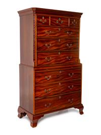 A George III Carved and Figured Mahogany Chest on Chest