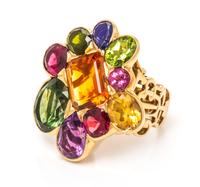 An 18 Karat Yellow Gold and Multigem Ring, Christian Dior, France, 14.50 dwts.