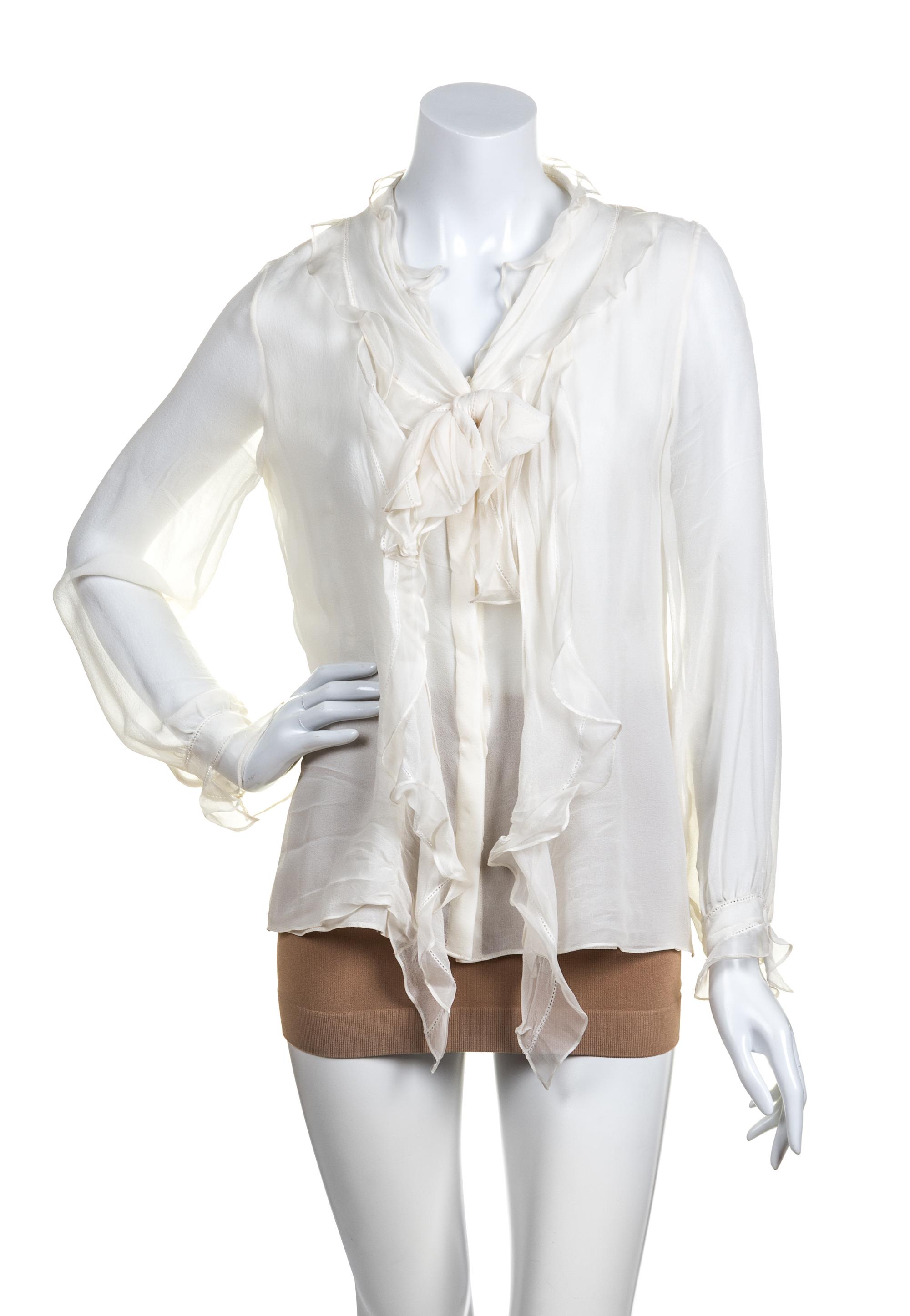 An Oscar de la Renta Cream Silk Blouse,