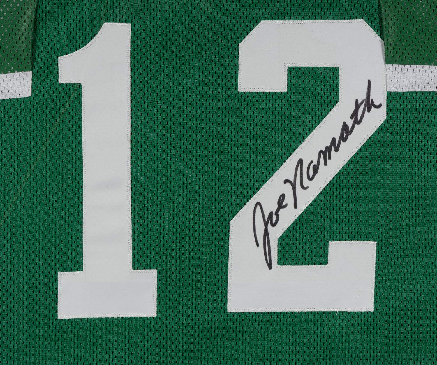 A Joe Namath Signed Autograph New York Jets Jersey Display (Beckett Authentication Services Letter),