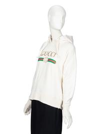 GUCCI, EMBROIDERED-BACK LOGO HOODIE